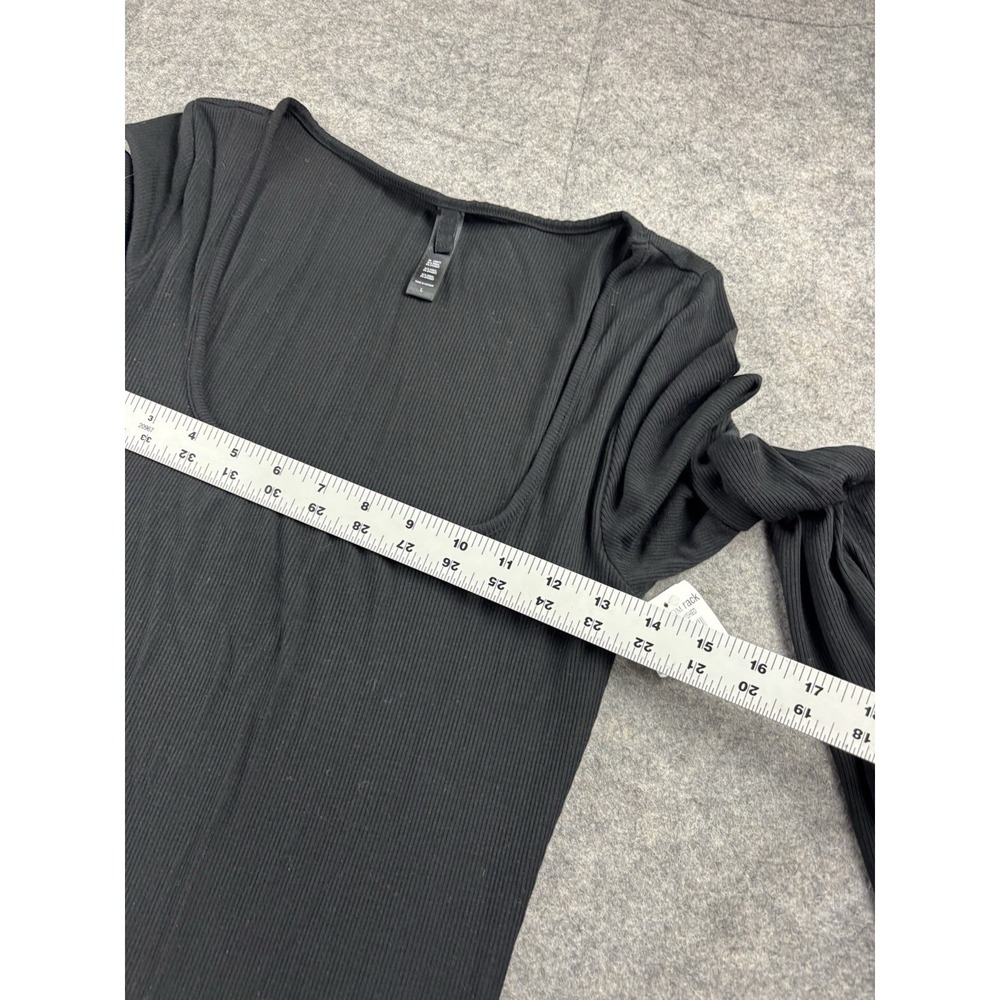 Skims Black Long Sleeve Scoop Neck Rib Maxi Dress Women L Sexy Going Out Capsule - Picture 5 of 10